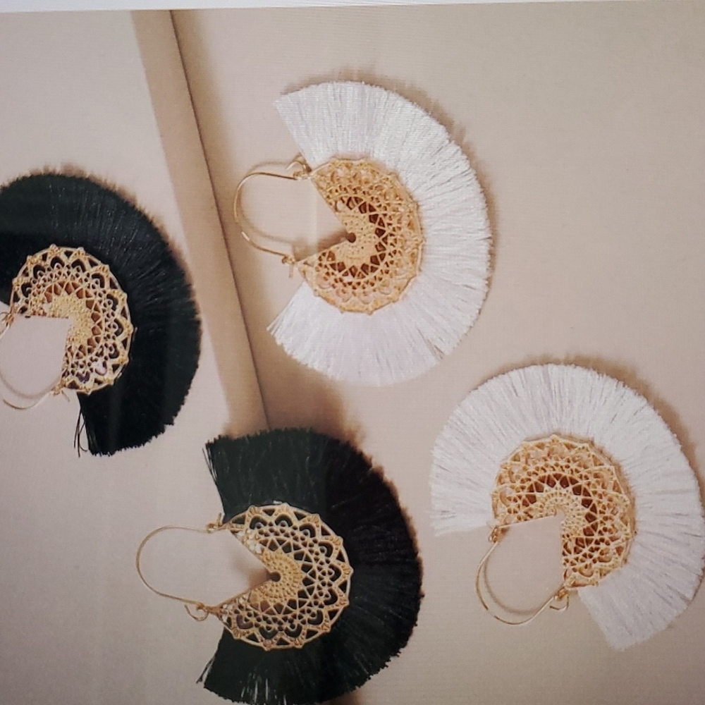 New  2 pairs Tassel Danger Fringe Drop Earrings